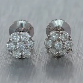 14k White Gold 1.40ctw Diamond Cluster Stud Earring