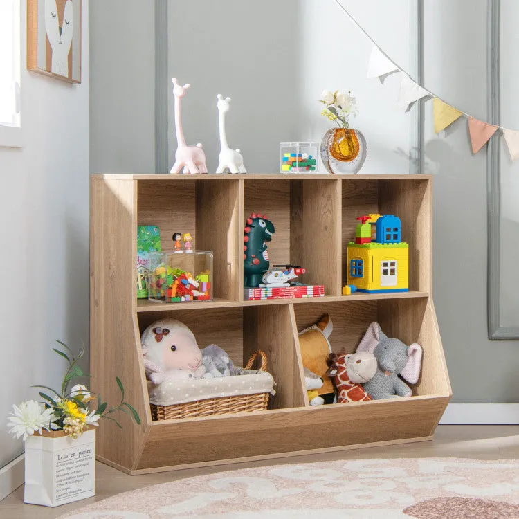 5-Cube Wooden Kids Toy Storage Organizer