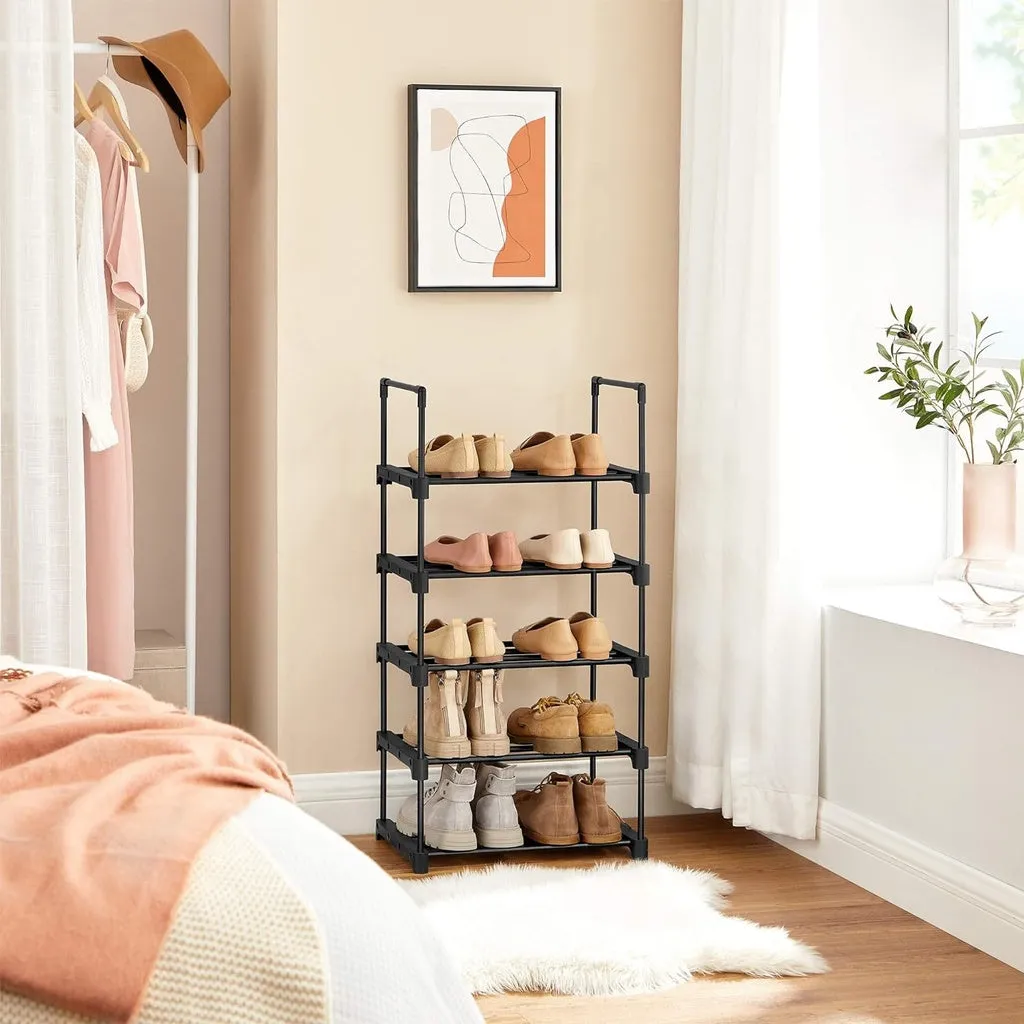 5 Tier Metal Shoe Rack for 10 Pairs of Shoes Black