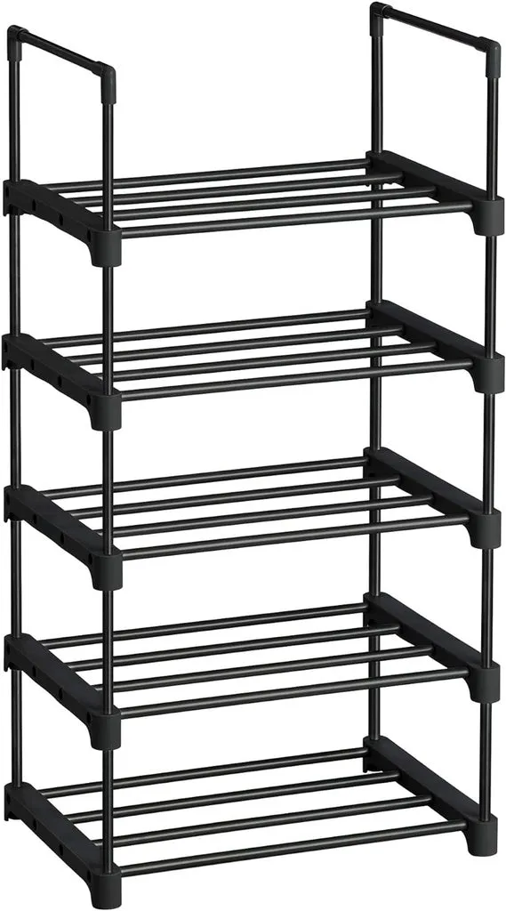 5 Tier Metal Shoe Rack for 10 Pairs of Shoes Black