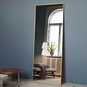 64"x21" Full Length Mirror Floor Mirror with Standing Holder Bedroom/Locker Room Standing/Hanging Mirror Dressing Mirror Wall-Mounted Mirror（Gold）