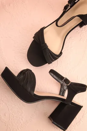 Aloisa Black | Faux Suede Heeled Sandals