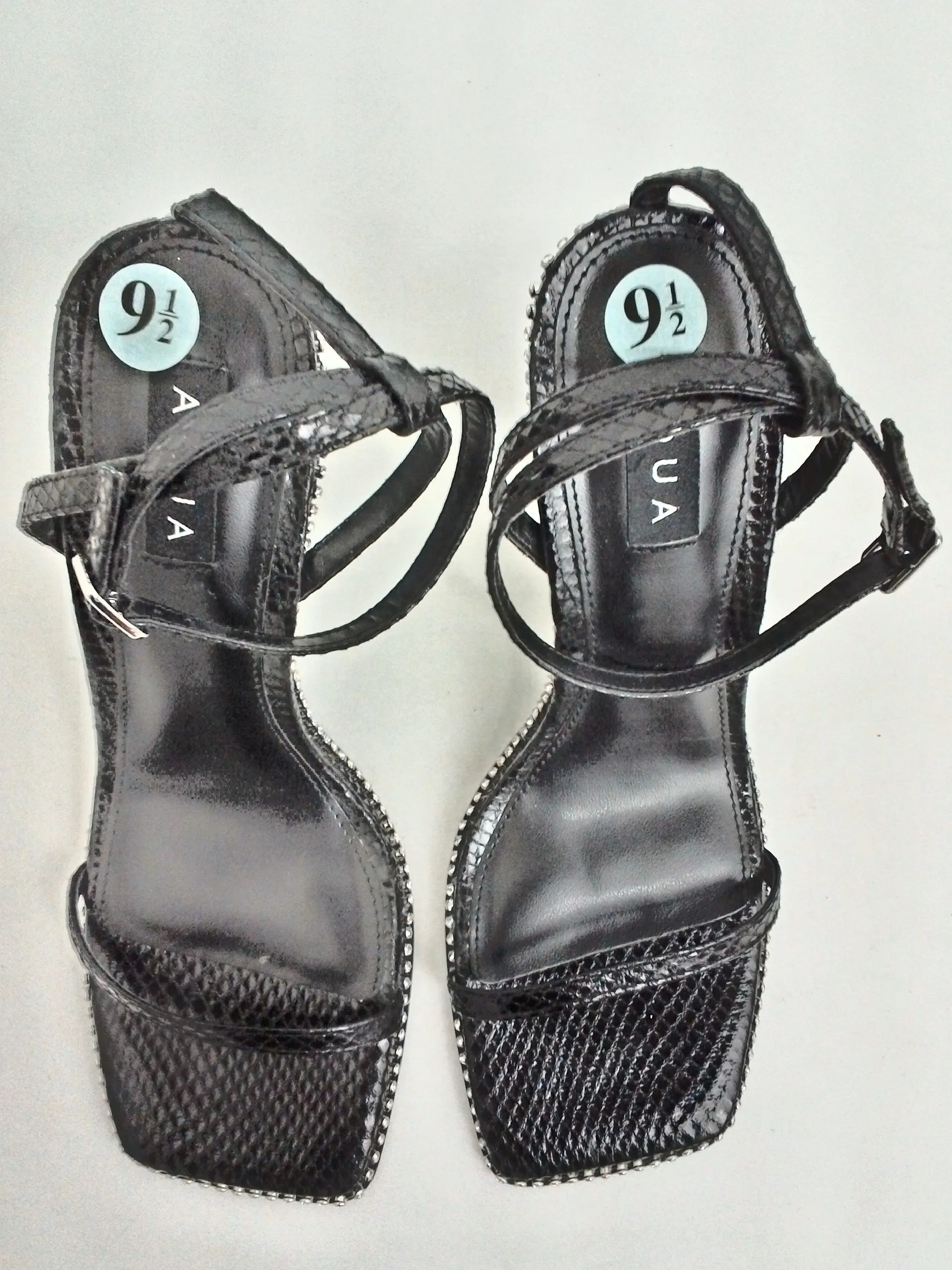 Aqua Women's Dolly Black Heeled Sandals Size 9.5 M