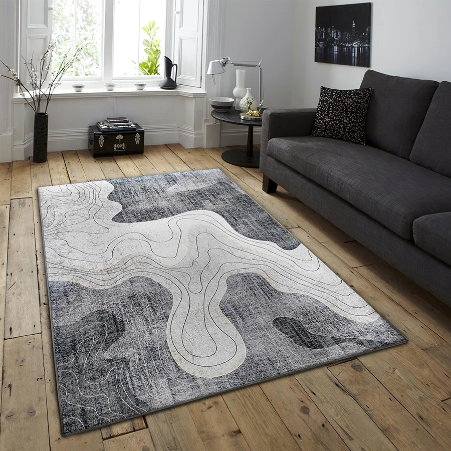 Ari Abstract Slate Printed Rug