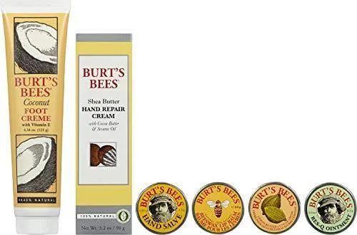 Burt's Bees Classics Gift Set, 6 Products in Giftable Tin – Cuticle Cream, Hand Salve, Lip Balm, Res-Q Ointment, Hand Repair Cream and Foot Cream