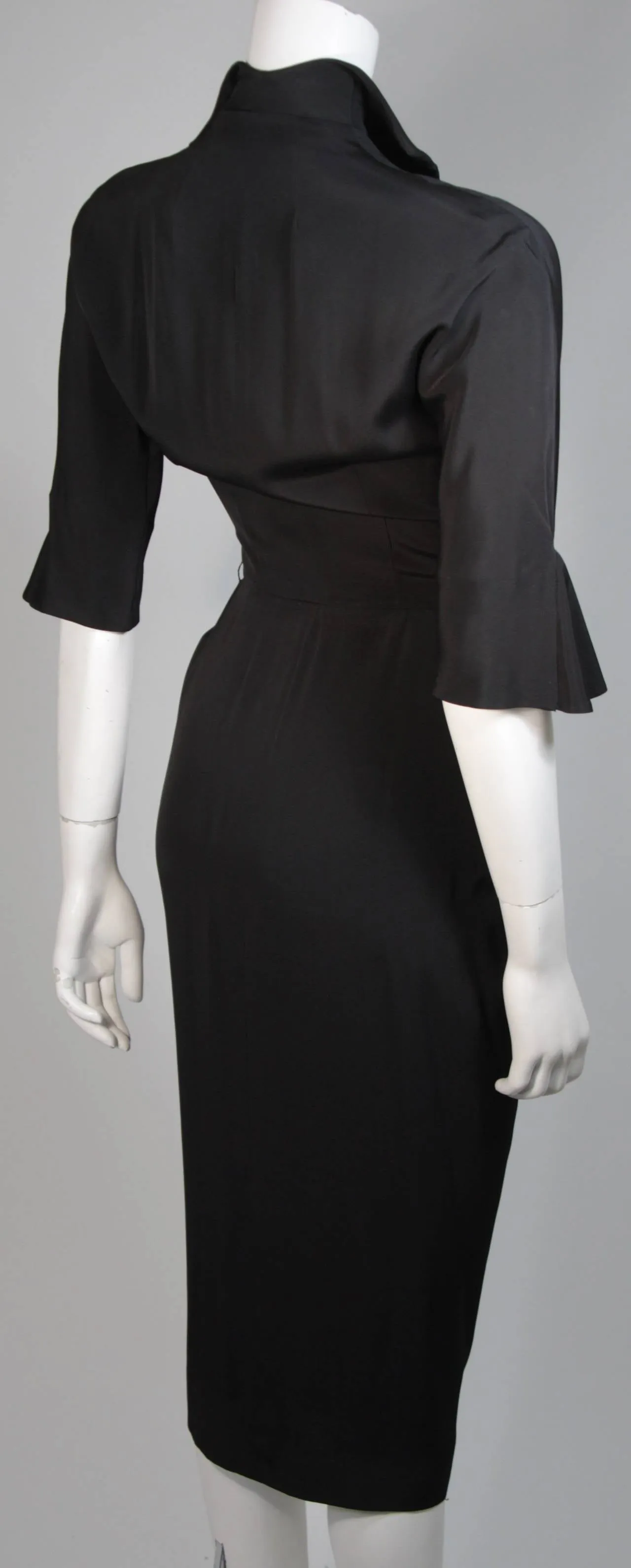 CEIL CHAPMAN Black Cocktail Gown with Bow Detail Size XS