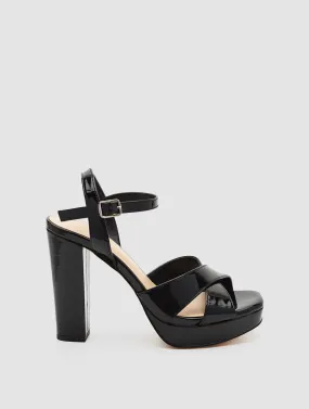 Criss Cross Square Toe High Heel Platform Sandal