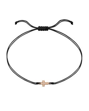 Cross Diamond String Of Love - 14K Rose Gold