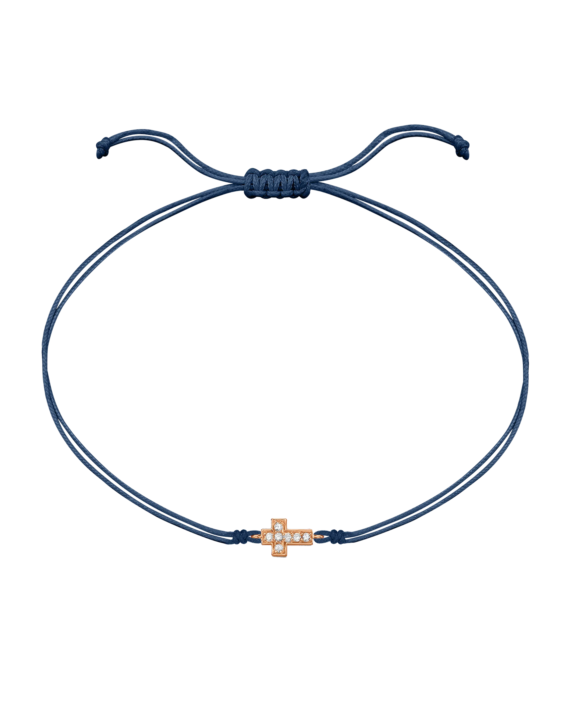 Cross Diamond String Of Love - 14K Rose Gold