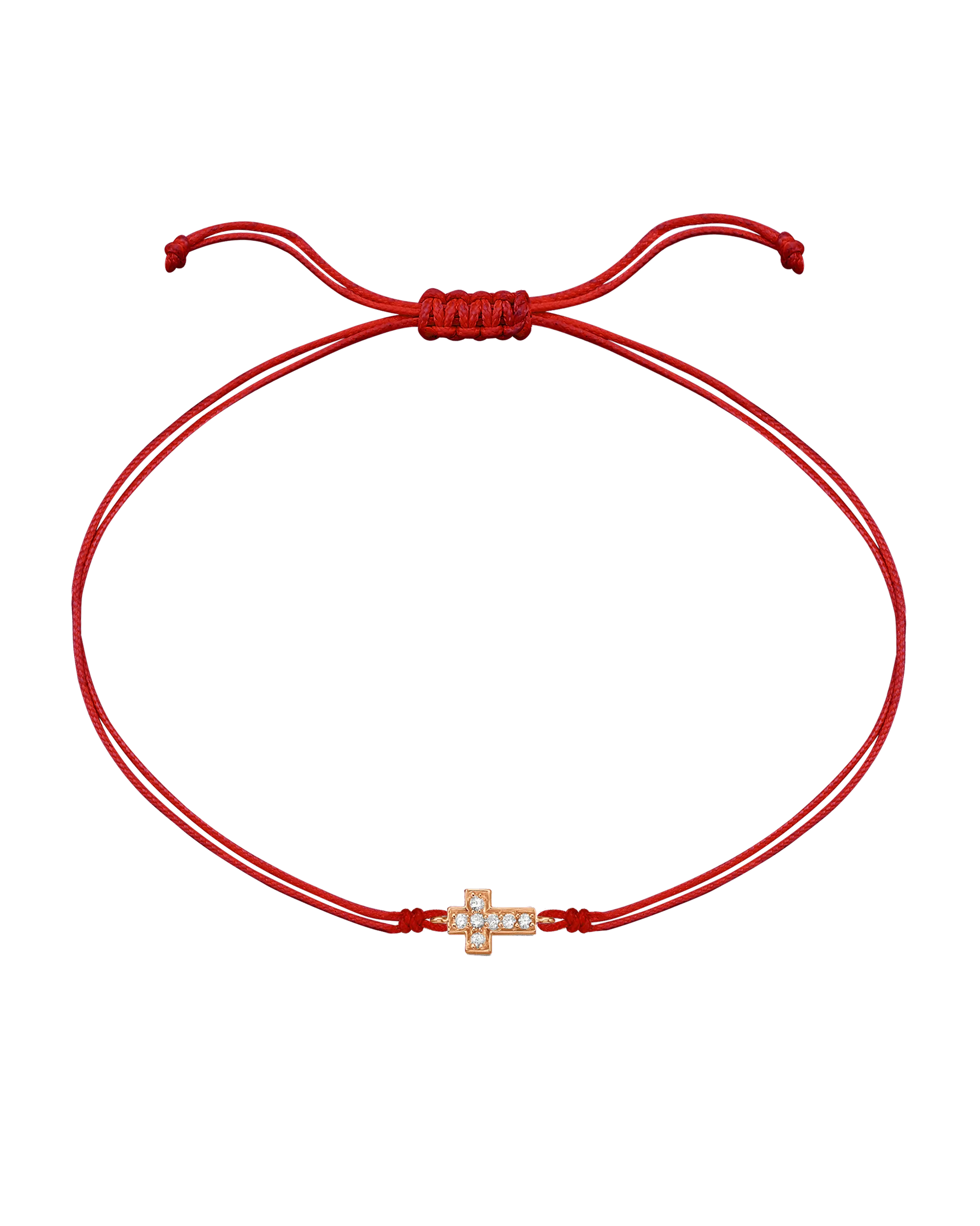 Cross Diamond String Of Love - 14K Rose Gold