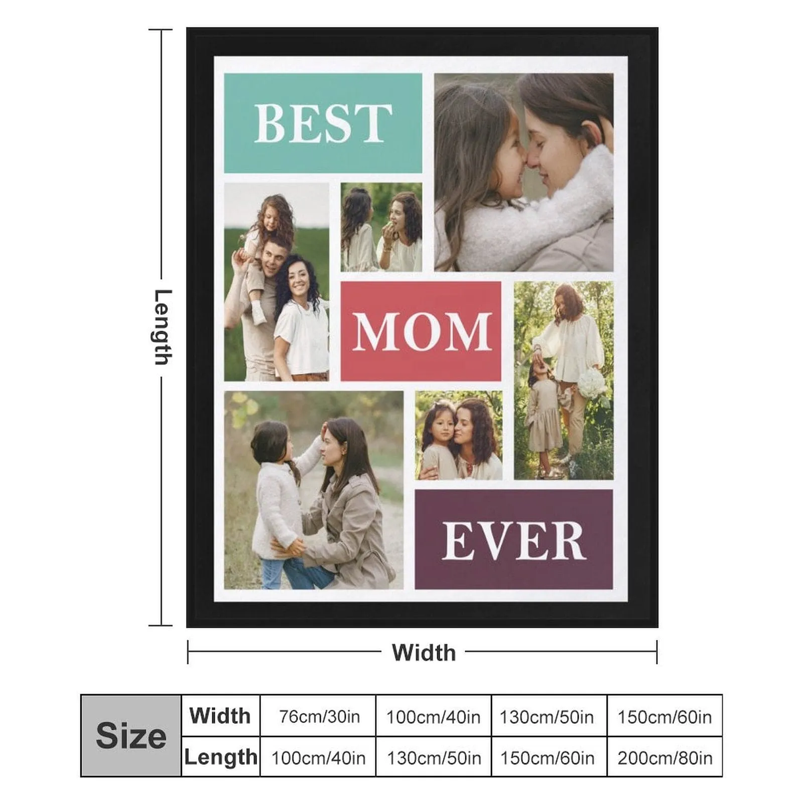 Custom 6 Photos Best Mom Ever Anti-pilling Flannel Blanket Personalized Mother's Day Blanket Gifts For Best Mom And Grandma