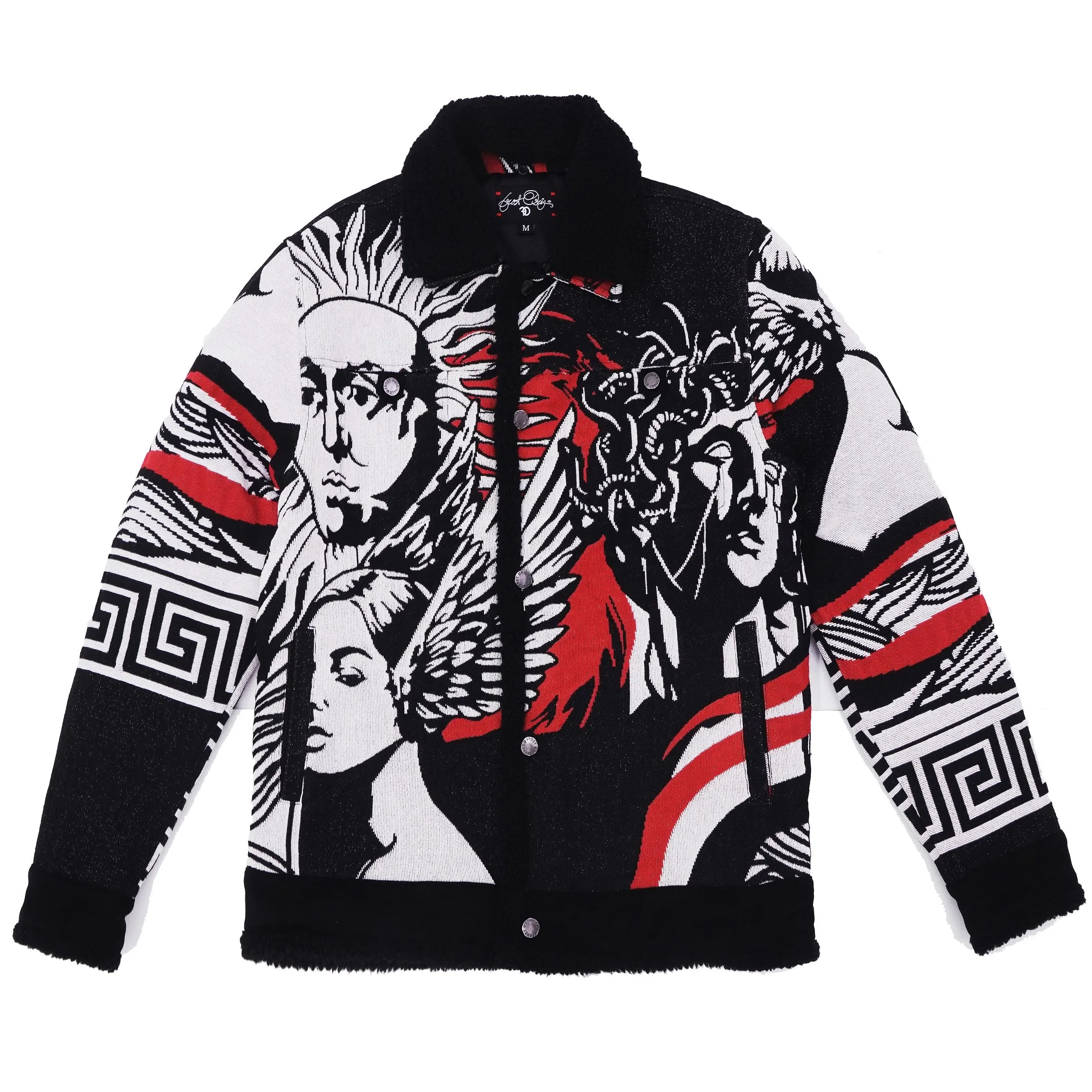 F1305 Greek Apollo Tapestry Jacket - Black