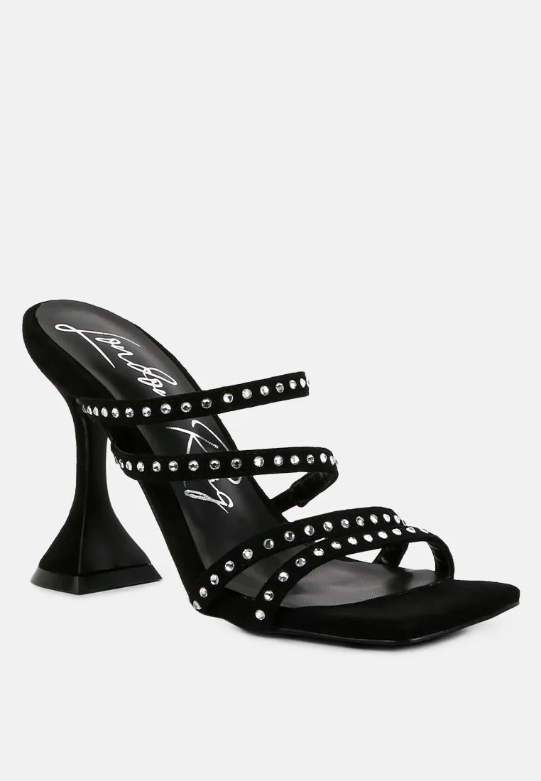 Face Me Studded Spool Heel Multi Strap Sandals By Ruw