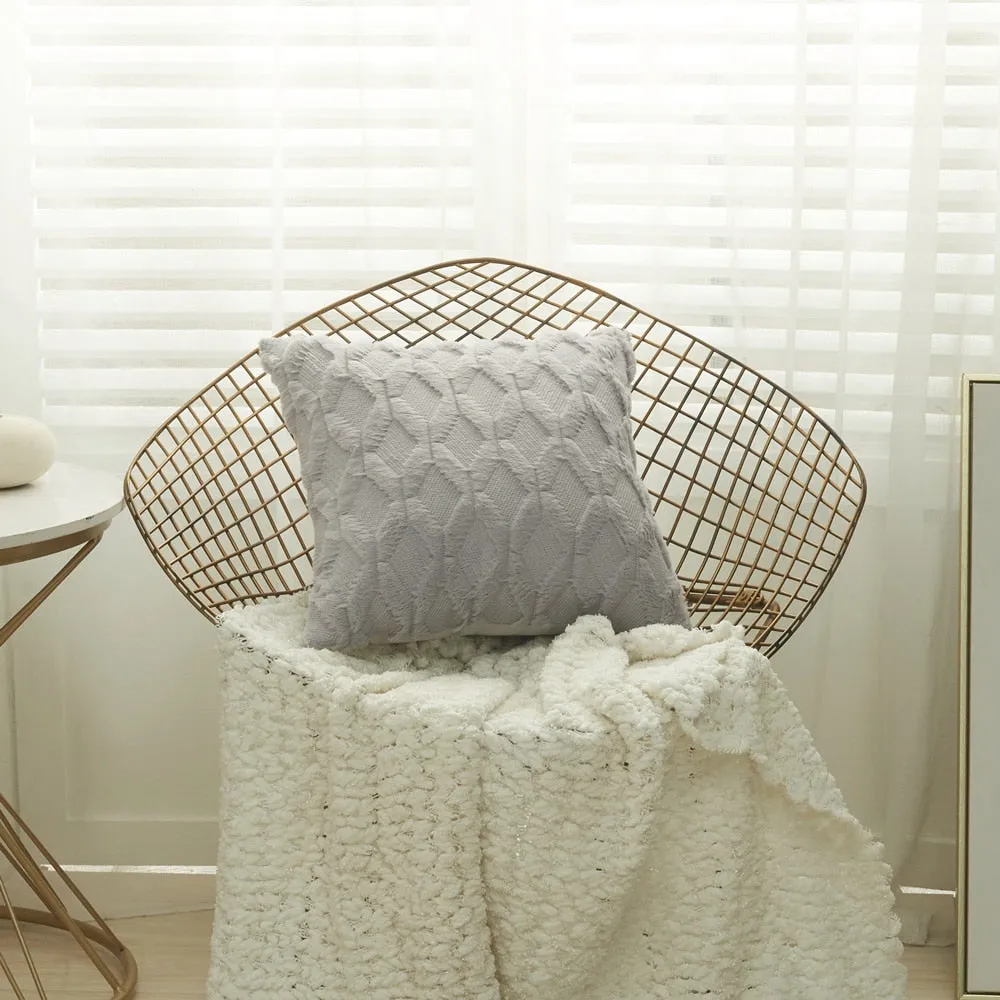 Geometric Decorative Plush Cushion Cover