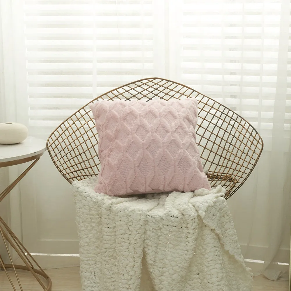 Geometric Decorative Plush Cushion Cover