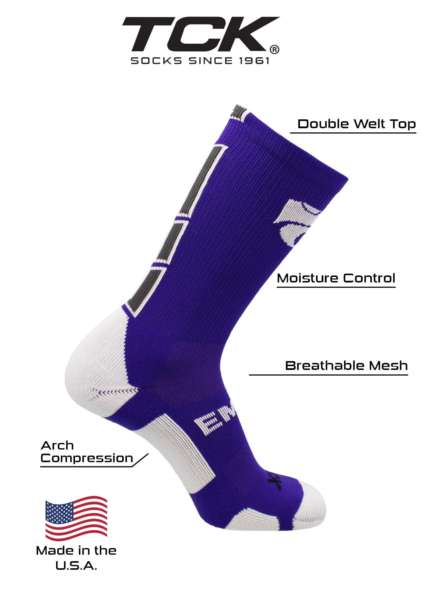 Kansas State Wildcats Socks Baseline 3.0 Crew