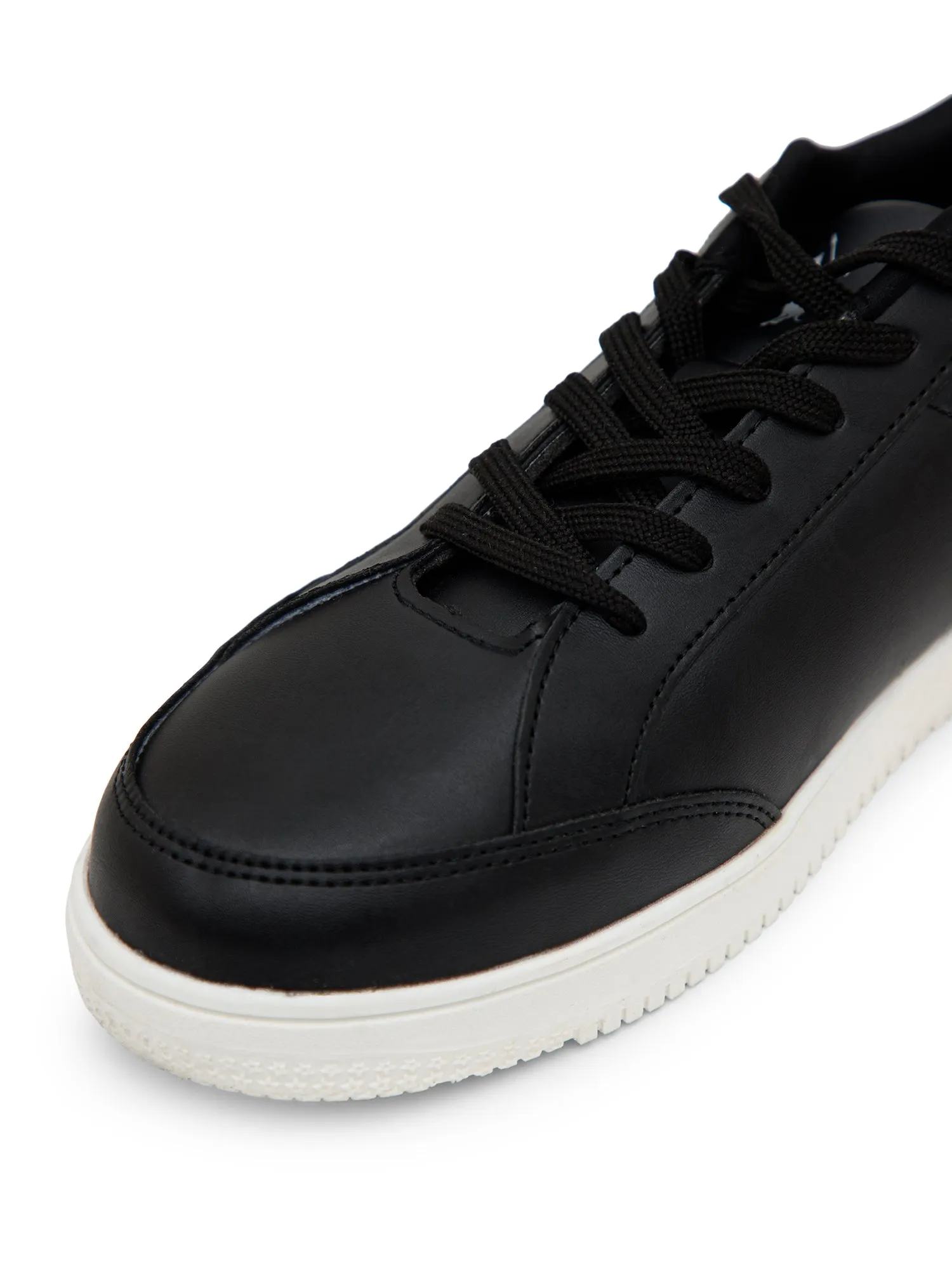 Men Lace-Up Black Casual Sneakers