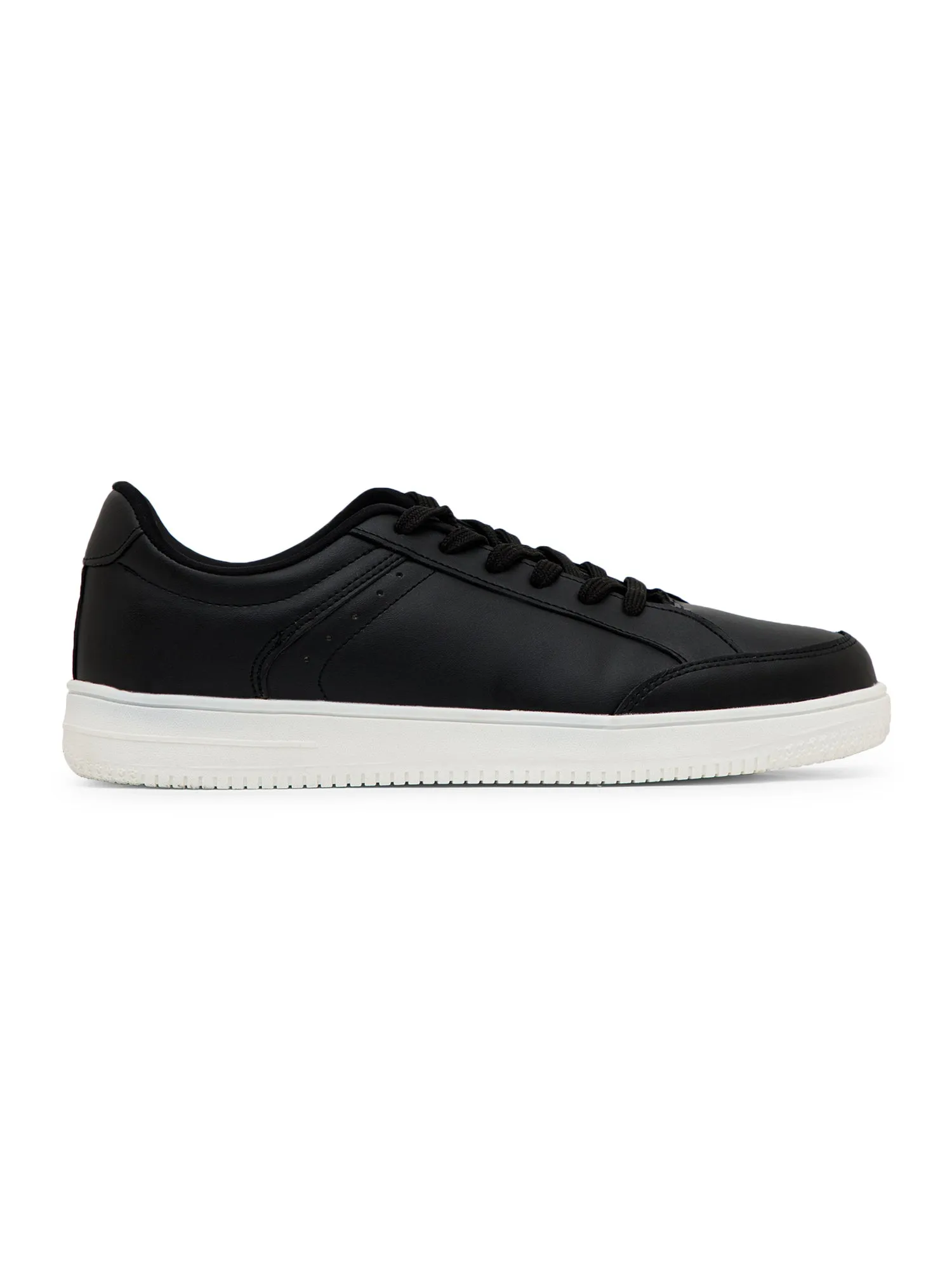 Men Lace-Up Black Casual Sneakers