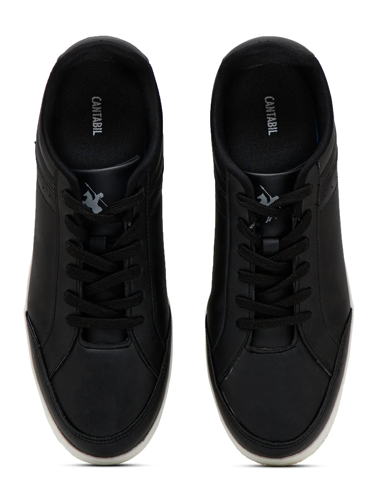 Men Lace-Up Black Casual Sneakers