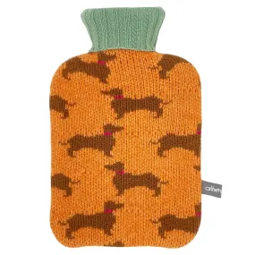 Mini Lambswool Hot Water Bottle Set - Peach Sausage Dogs