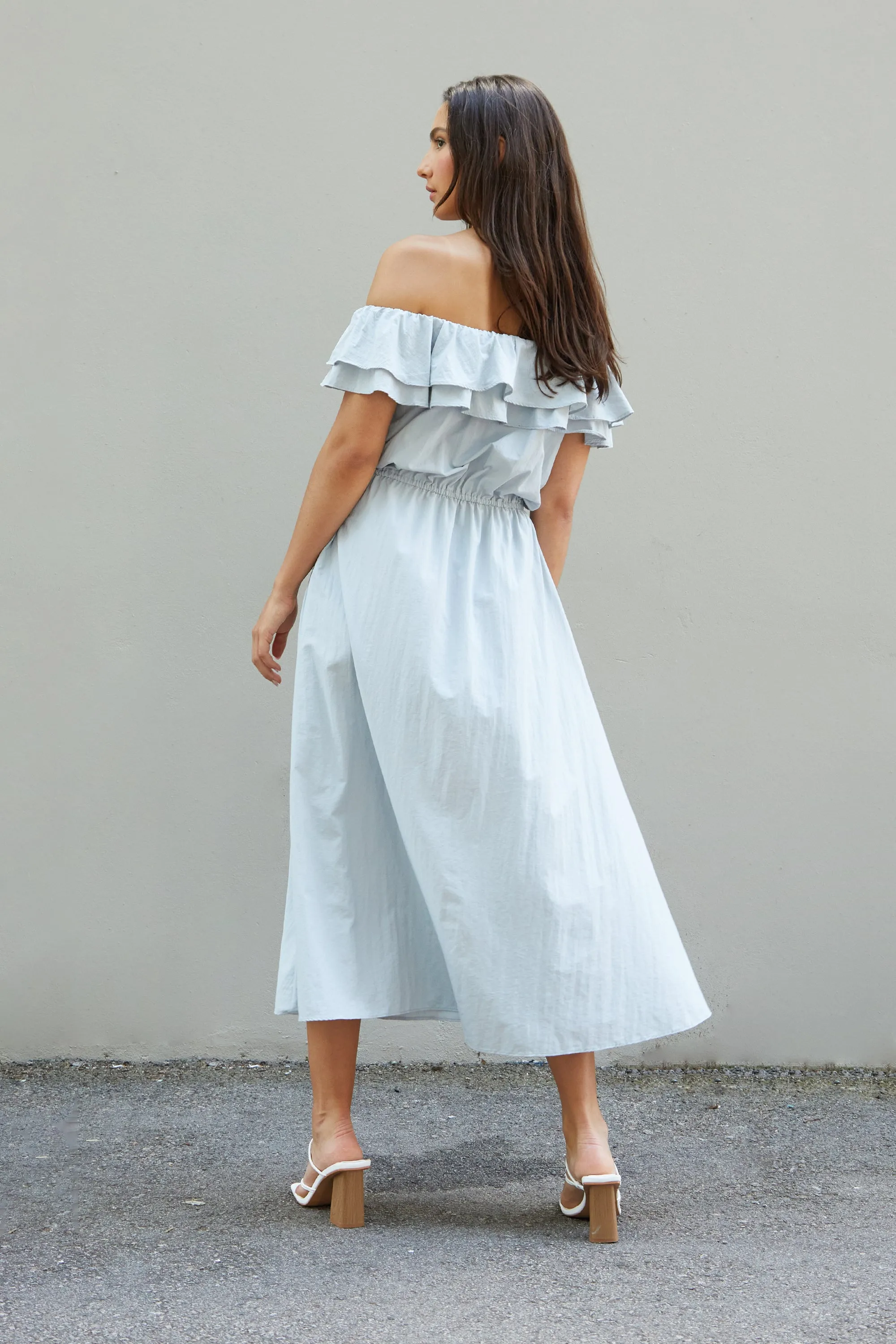 OFF SHOULDER RUFFLED DRESS