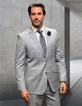 PASCAL 2 PC PLAID GRAY MODERN FIT SUIT