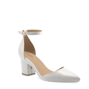 The D'Orsay - White Satin   Block Heel Kit 3 White