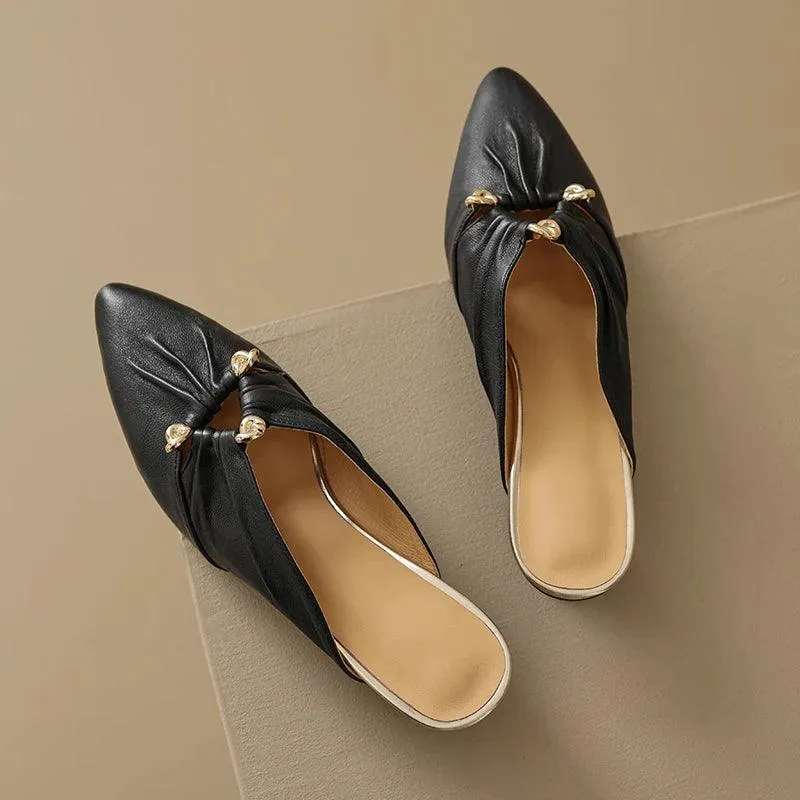 TSS69 Leather Slippers Sandals - Women's Casual Shoes