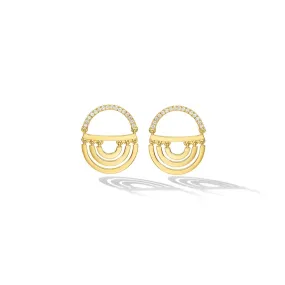 Yellow Gold Water Twin Drop Earrings with White Diamonds